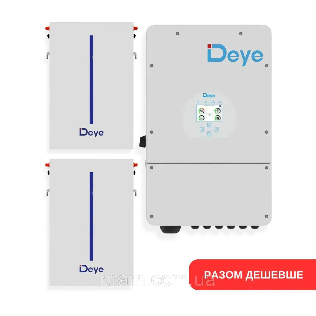 Комплект резервного живлення - DEYE інвертор 3 фазний SG04LP3 12 кВт, DEYE батарея 2шт RW - M6.1 6.14 кВт⋅год - BRAM Energy