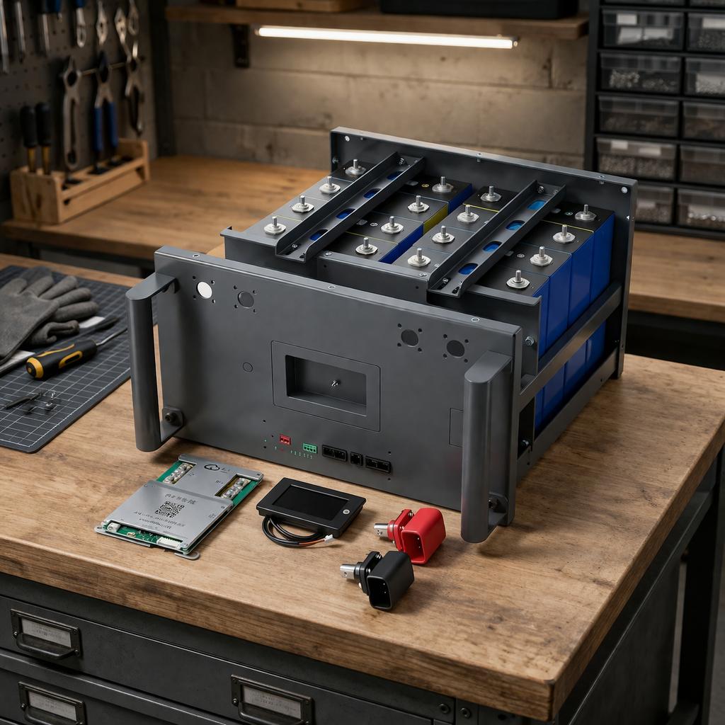 Комплект для збірки LiFePO4 24V: корпус, BMS, дисплей, клеми, EVE 280